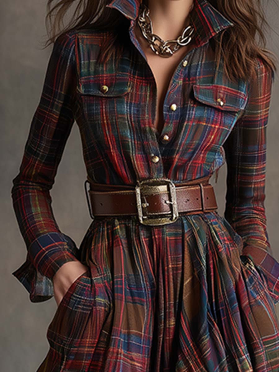 Belted Shirt Dress with Pockets
