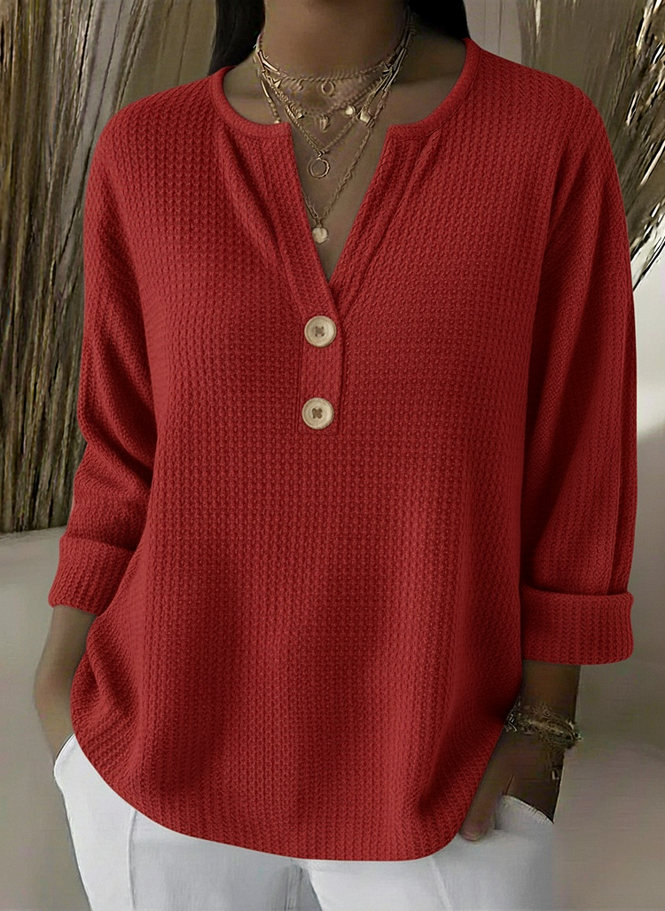 Textured Button Henley Top