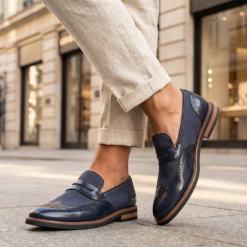 Leather Woven Brogue Loafers