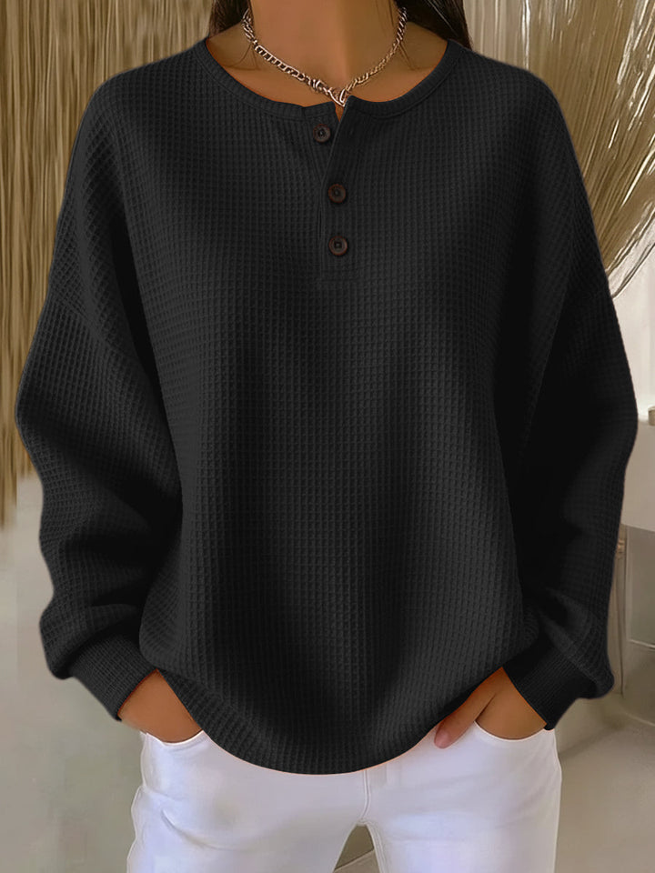 Textured Henley Sweatshirt