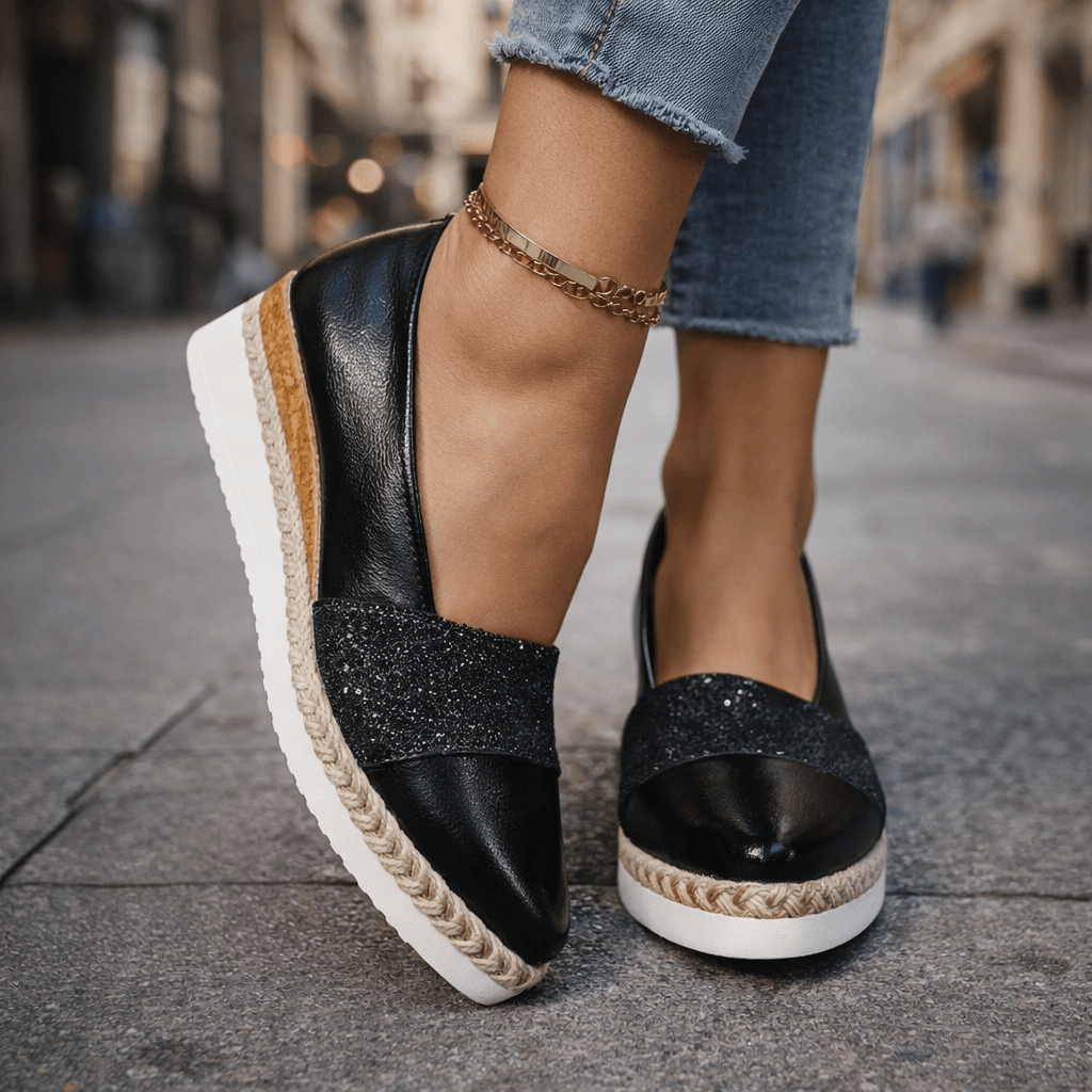Glitter Wedge Slip-On Sneakers