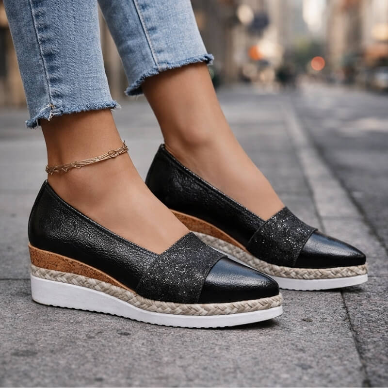 Glitter Wedge Slip-On Sneakers