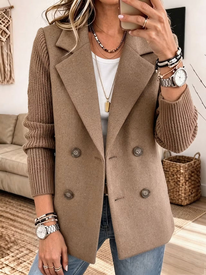Textured Blazer with Knit Sleeves