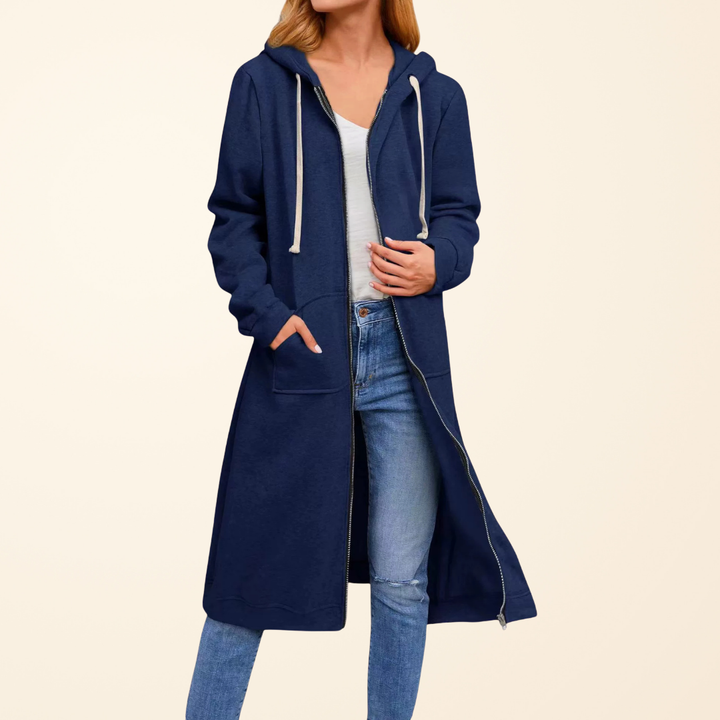 Relaxed Zip-Up Longline Cardigan