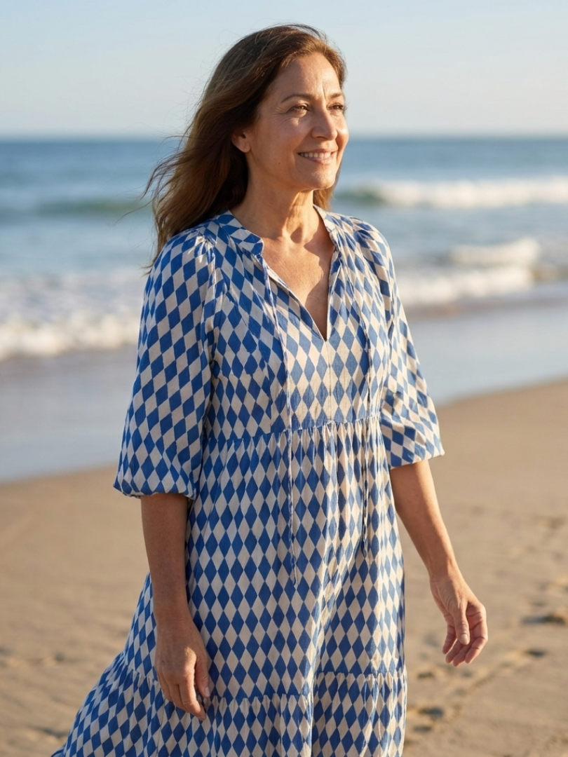 Diamond Print Midi Dress