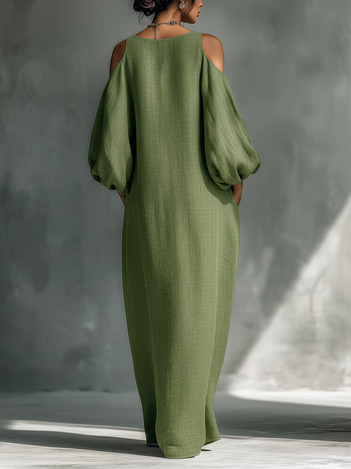 Flowing Cold Shoulder Maxi Dress