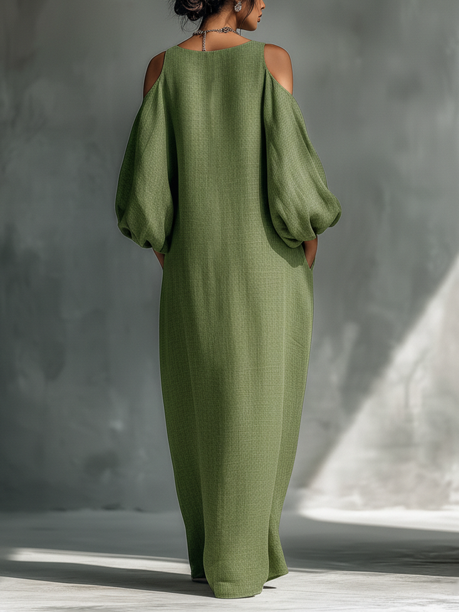 Flowing Cold-Shoulder Maxi Dress