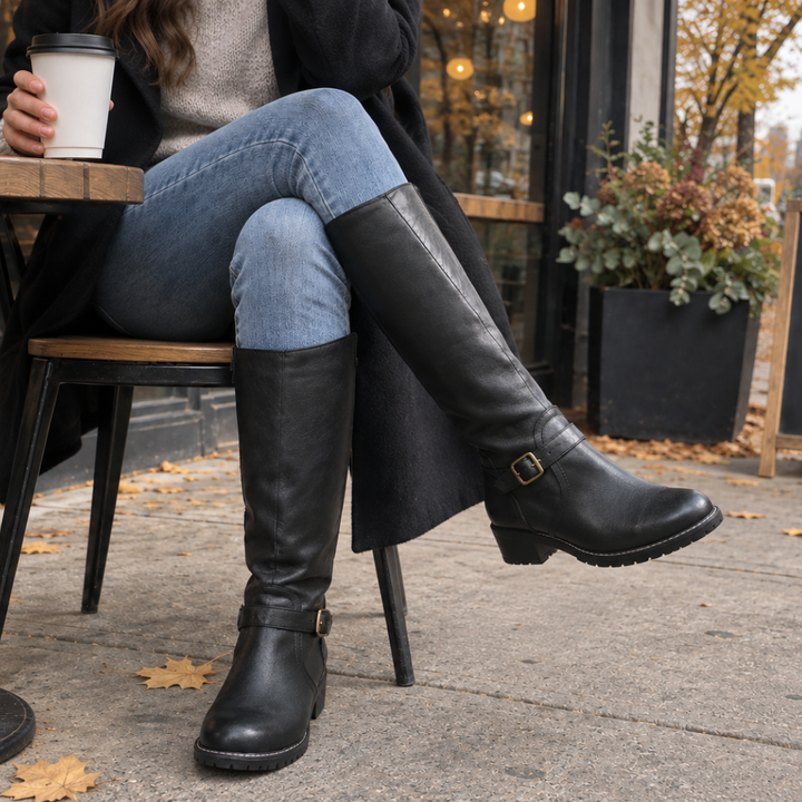 Supportive Leather Buckle Boots