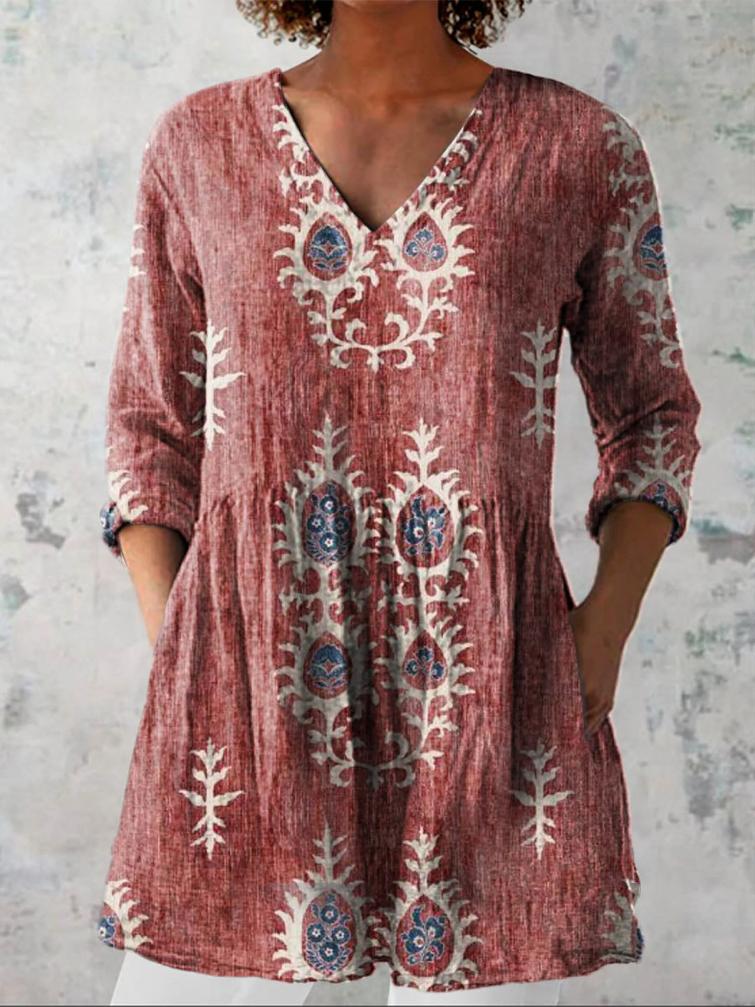 Long Blouse with V-Neck Annie