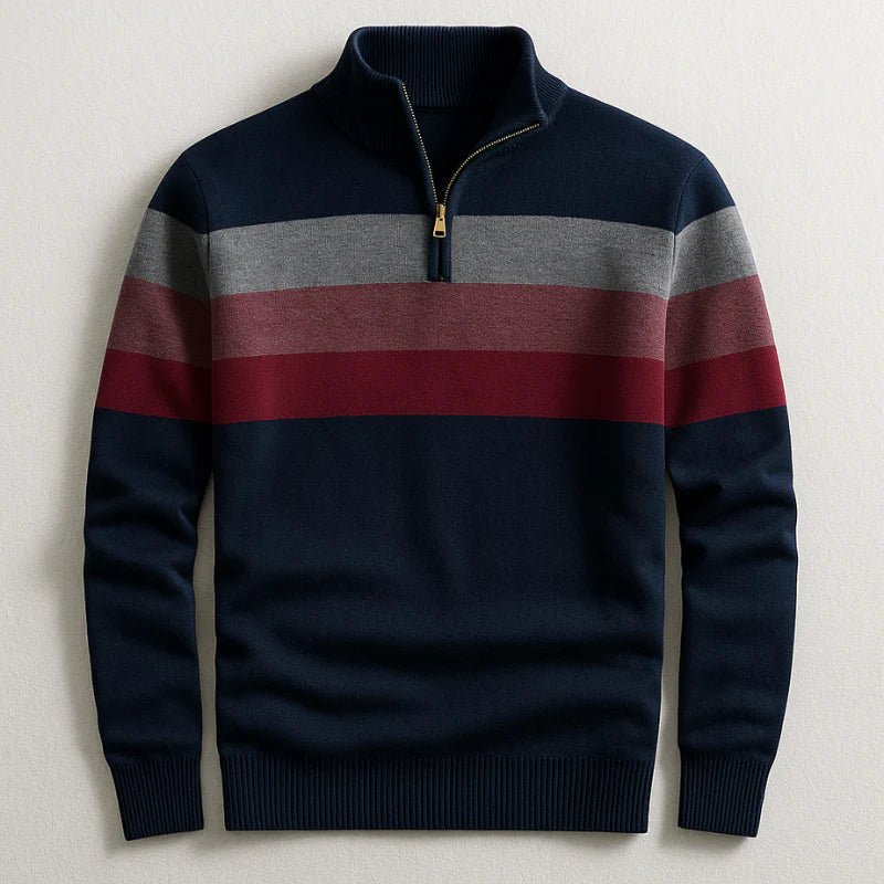 Striped Quarter-Zip Sweater