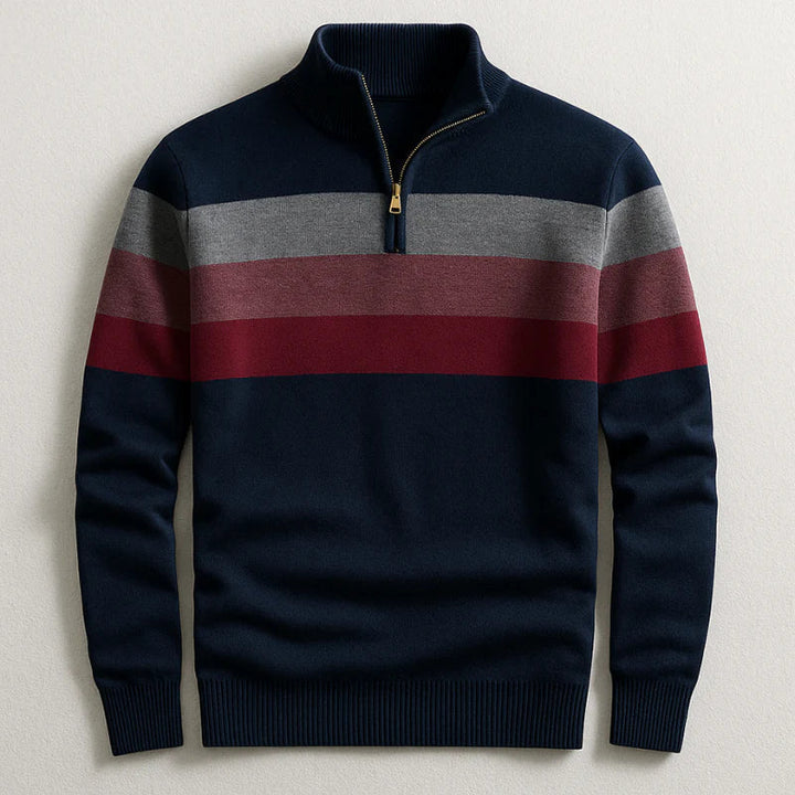 Striped Quarter-Zip Sweater