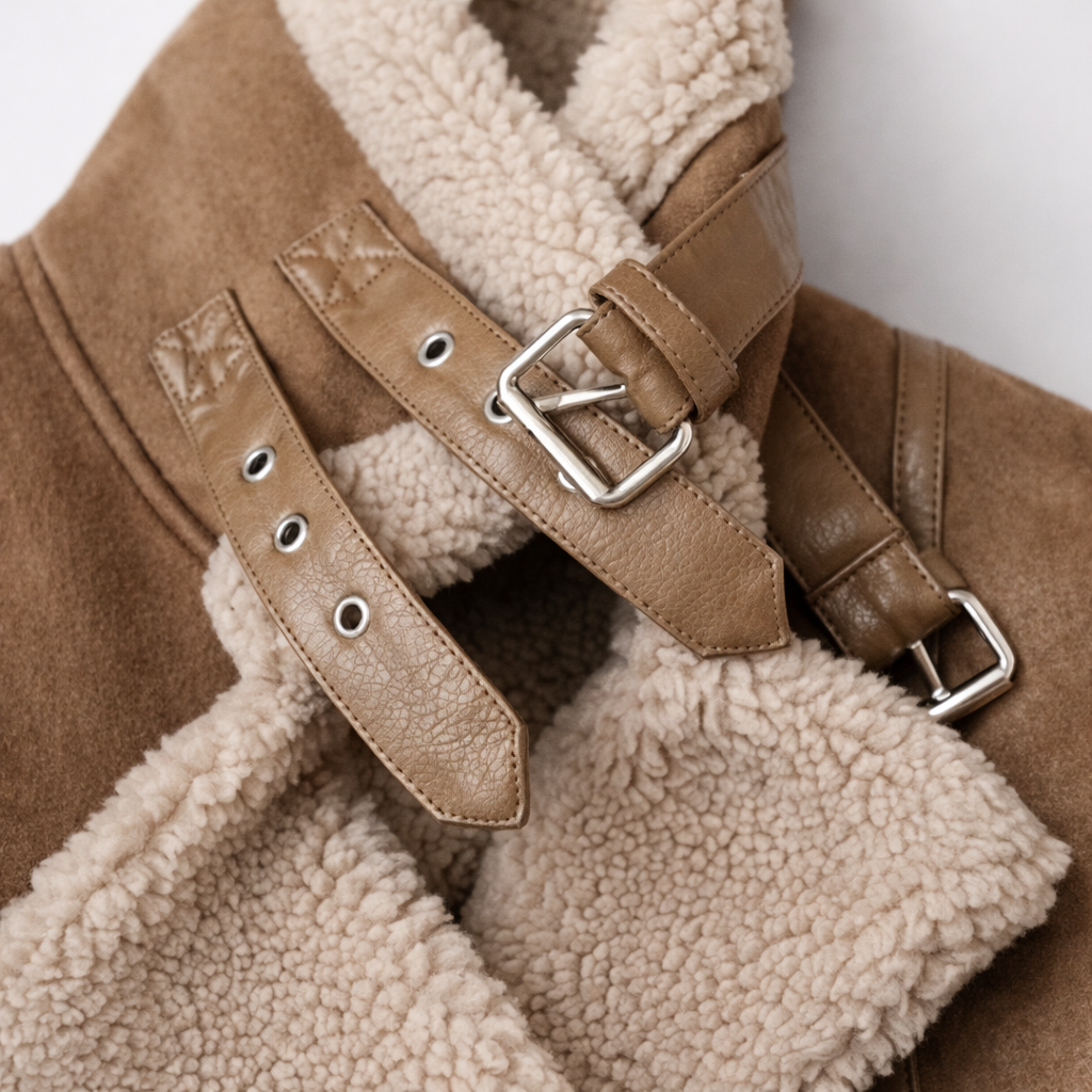 Shearling Suede Aviator Jacket