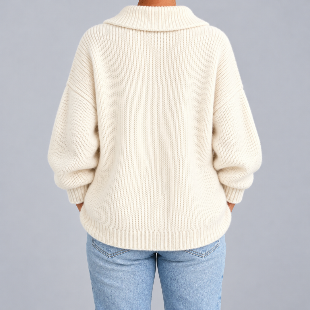Oversized Knit Cardigan with Collar