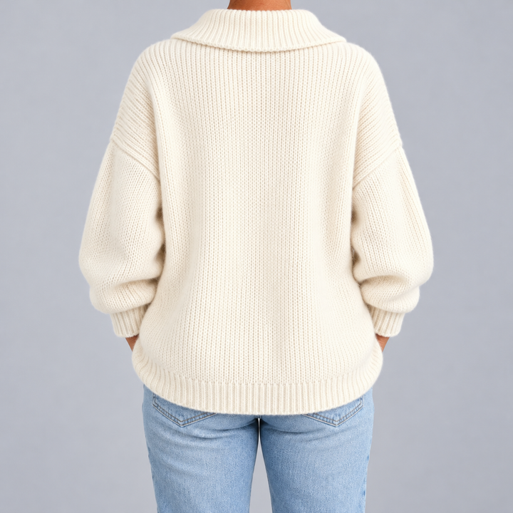 Oversized Knit Cardigan with Collar