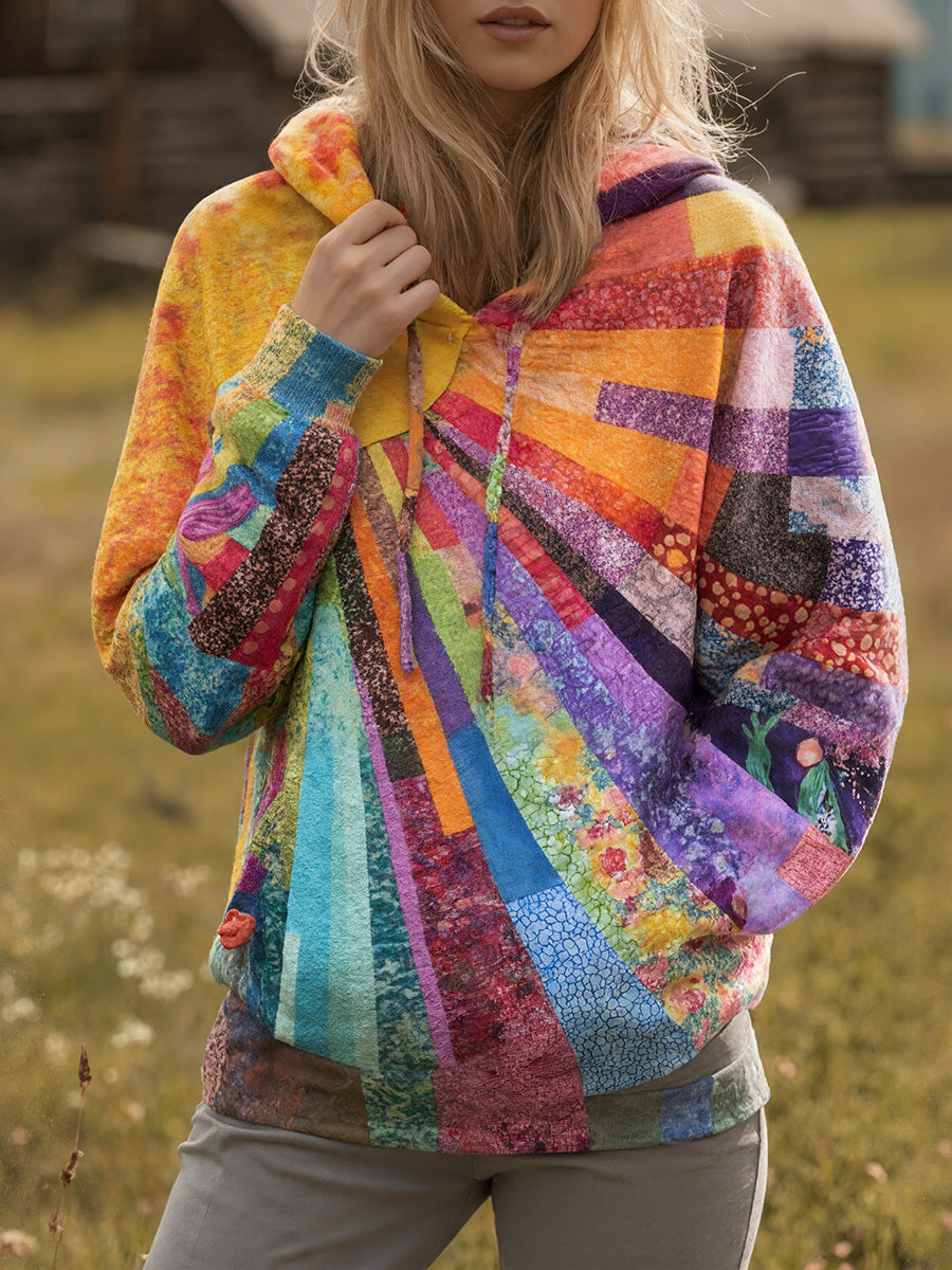 Multicolour Patchwork Hoodie Lilian