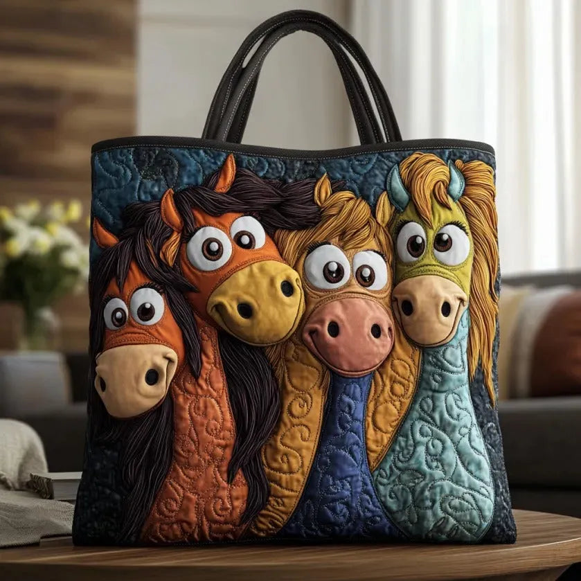 Playful Ponies Handmade Tote Bag