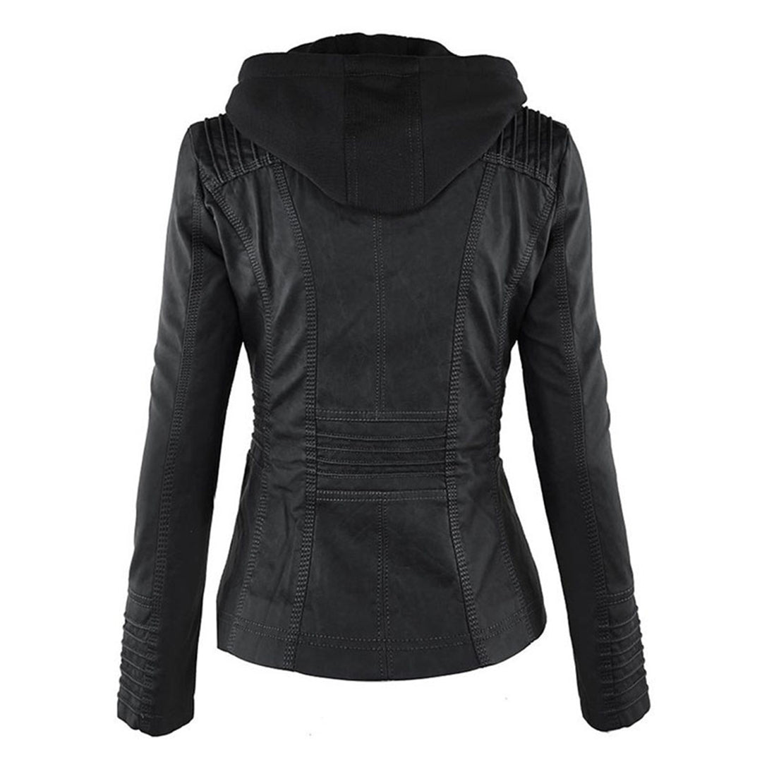 Modern Leather Jacket with Hood