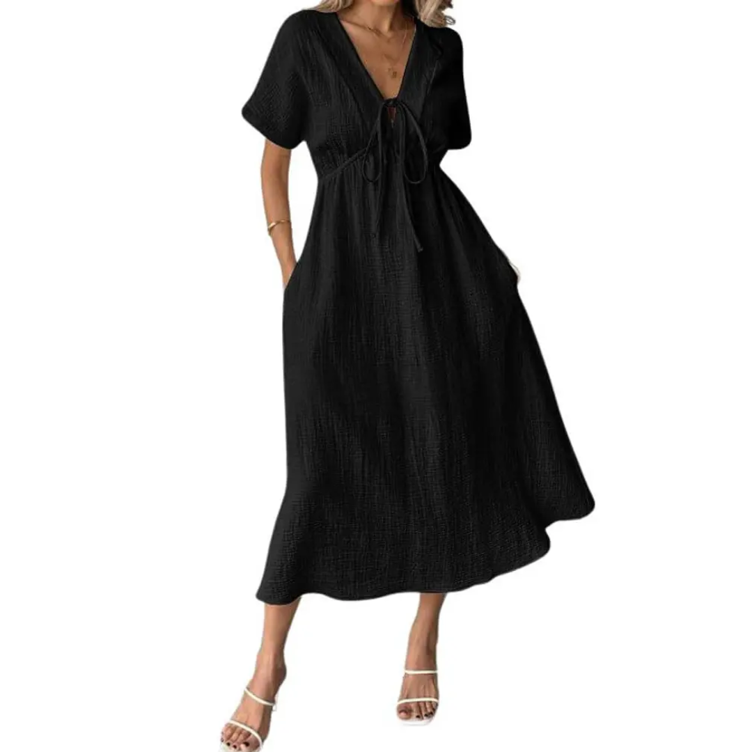 Relaxed V-Neck Maxi Dress