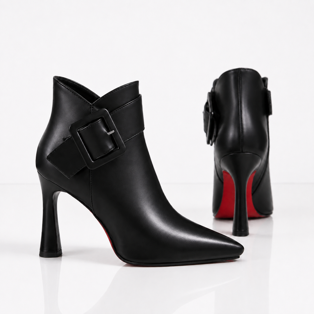 Leather Buckle Ankle Boots