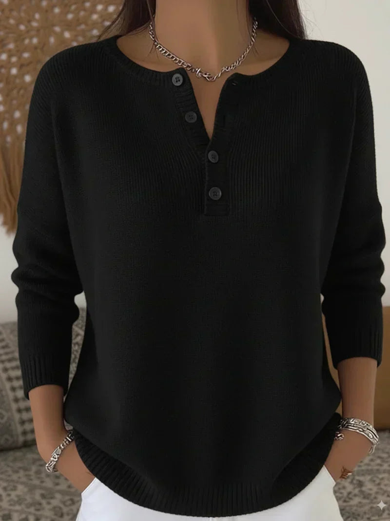 Button Henley Knit Sweater