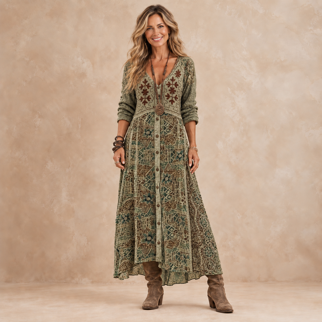 Botanical Print Maxi Dress