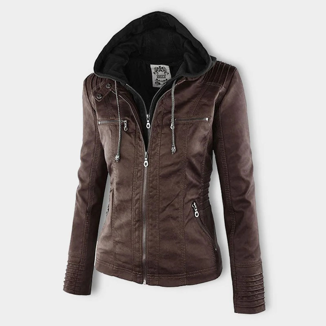 Modern Leather Jacket with Hood