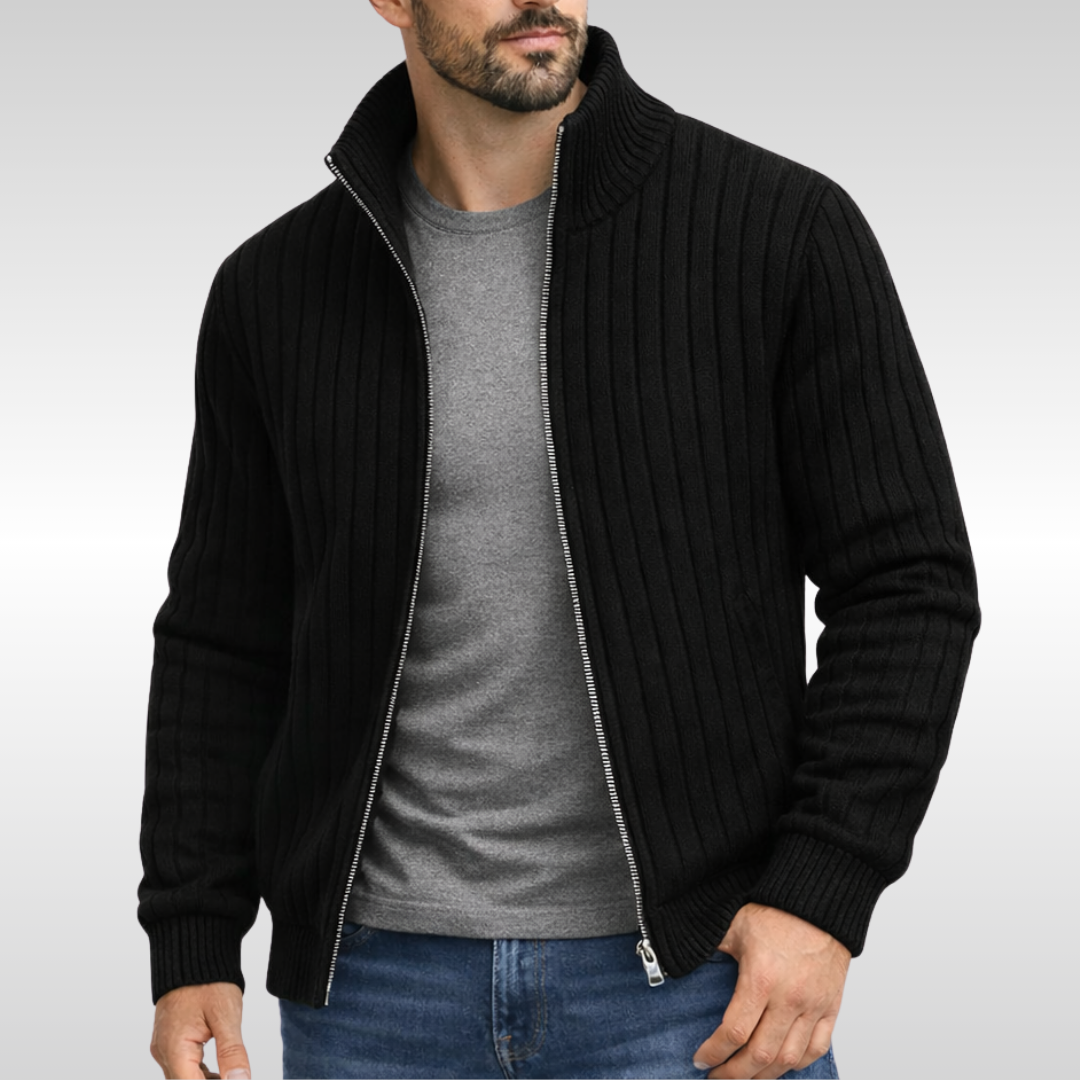 Classic Ribbed Zip Cardigan
