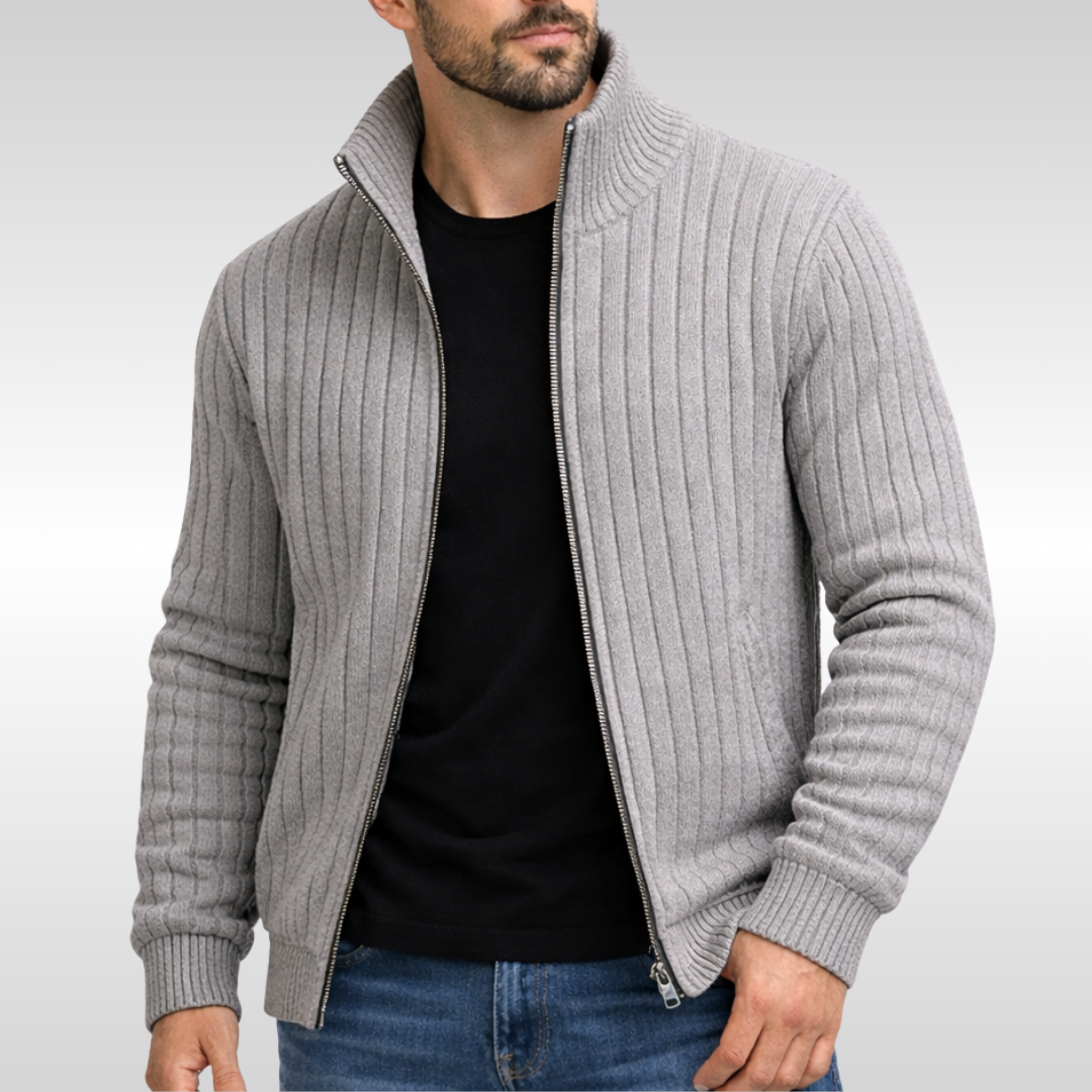 Classic Ribbed Zip Cardigan