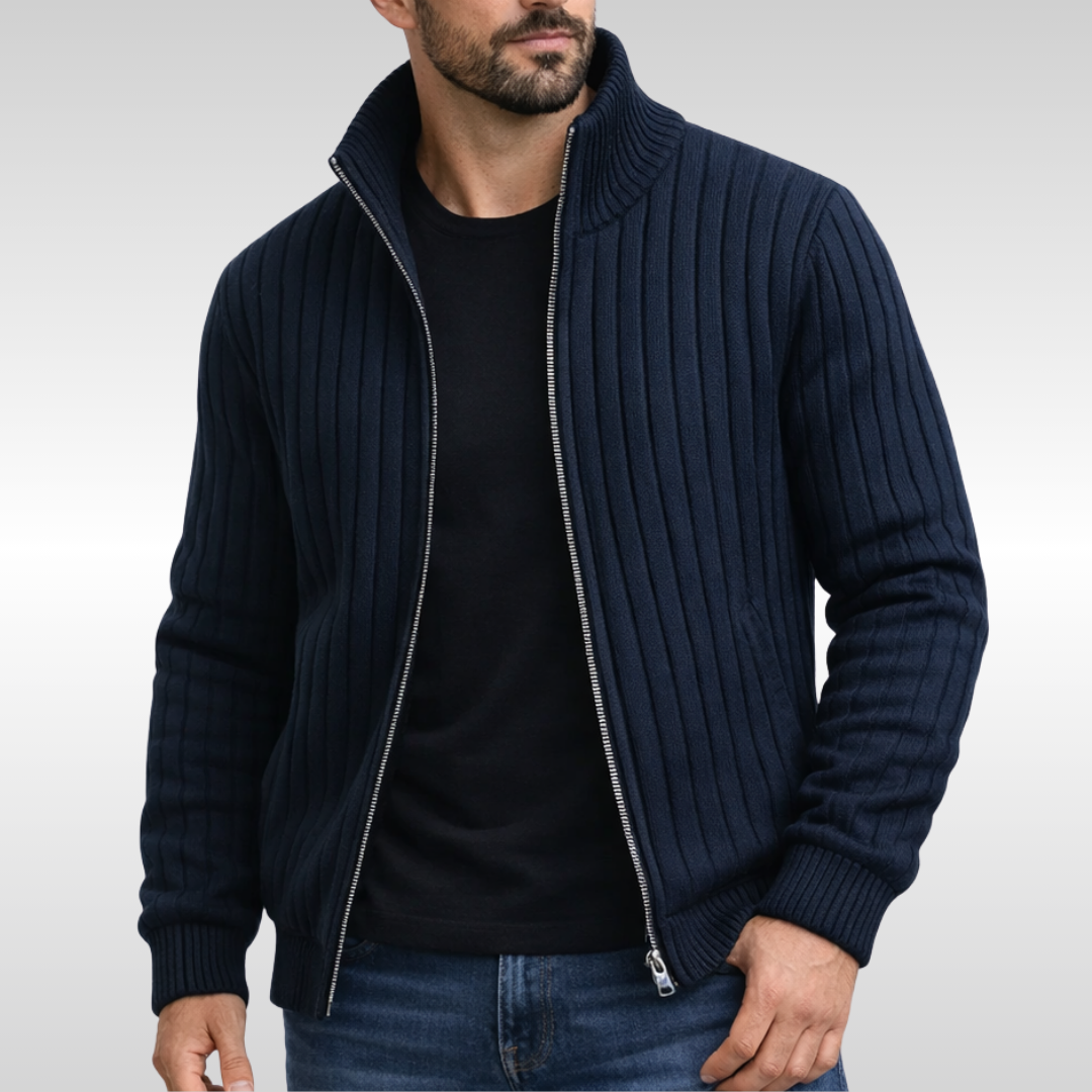 Classic Ribbed Zip Cardigan