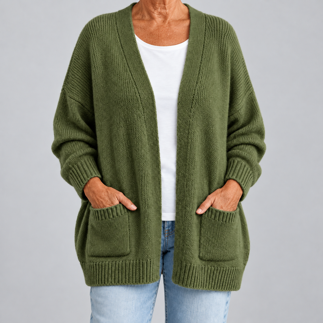Open-Front Cardigan with Pockets