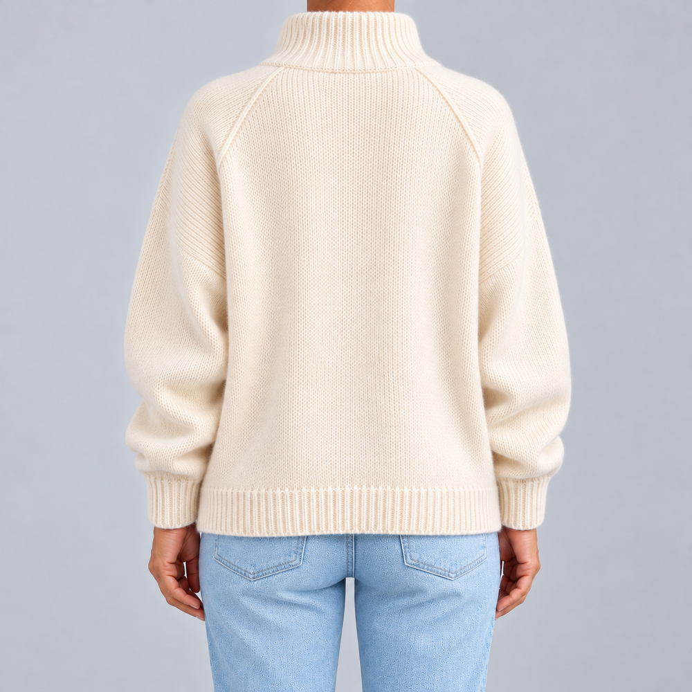 Zip-Up Cardigan with High Neck