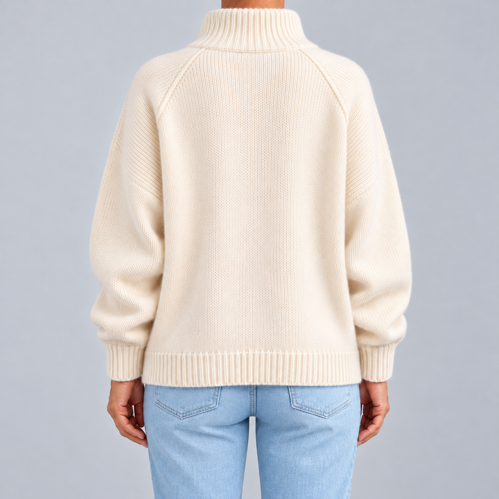 Zip-Up Cardigan with High Neck