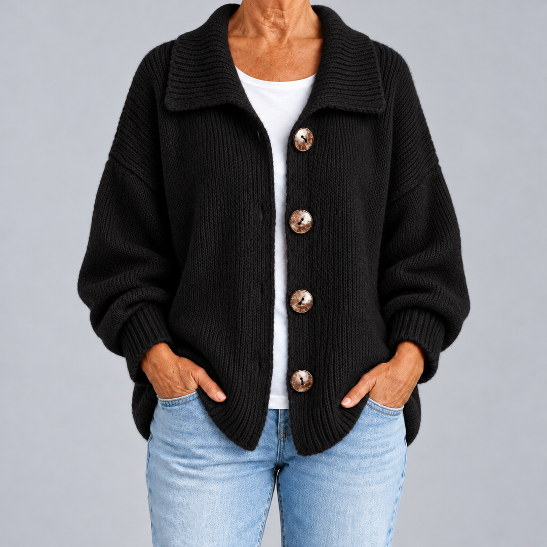 Oversized Knit Cardigan with Collar