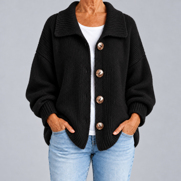 Oversized Knit Cardigan with Collar