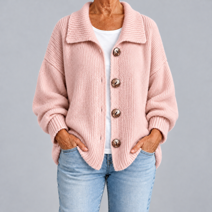 Oversized Knit Cardigan with Collar