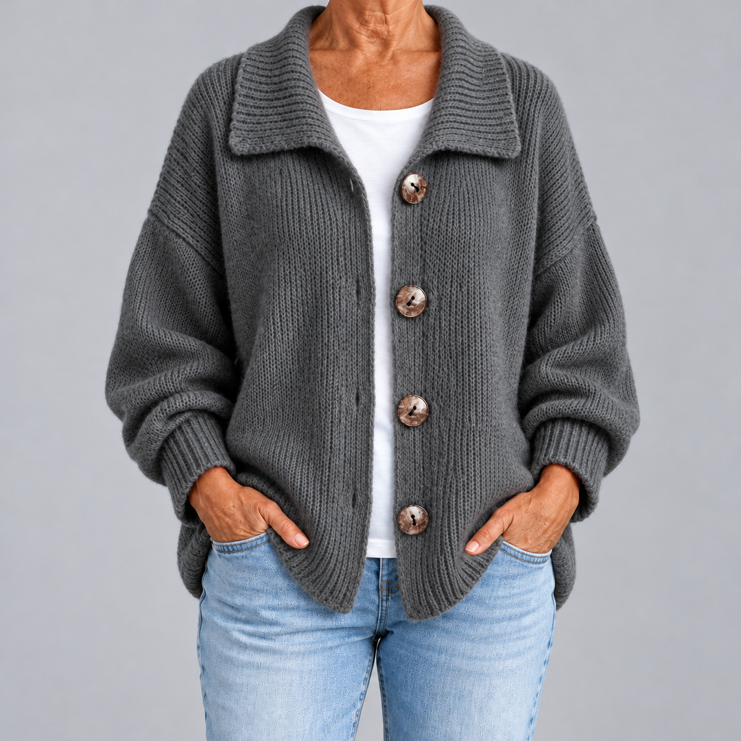 Oversized Knit Cardigan with Collar