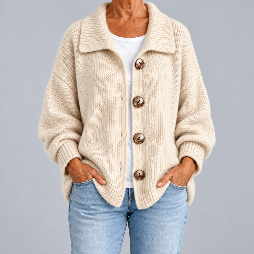 Oversized Knit Cardigan with Collar