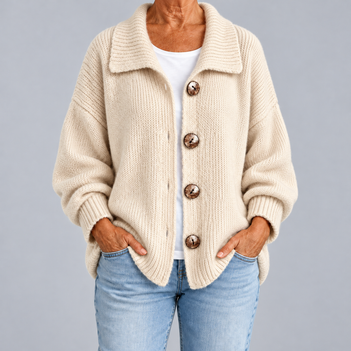 Oversized Knit Cardigan with Collar