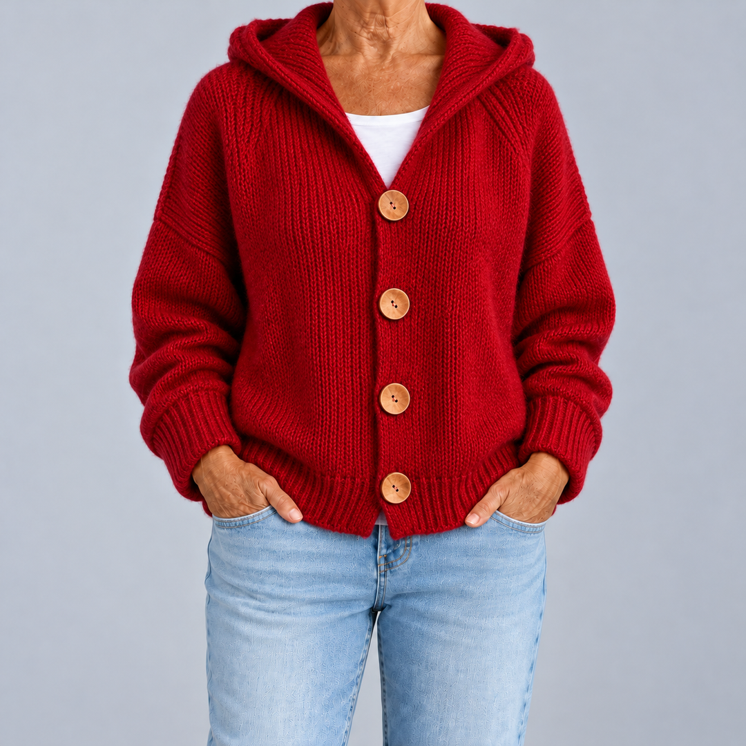 Oversized Hooded Knit Cardigan