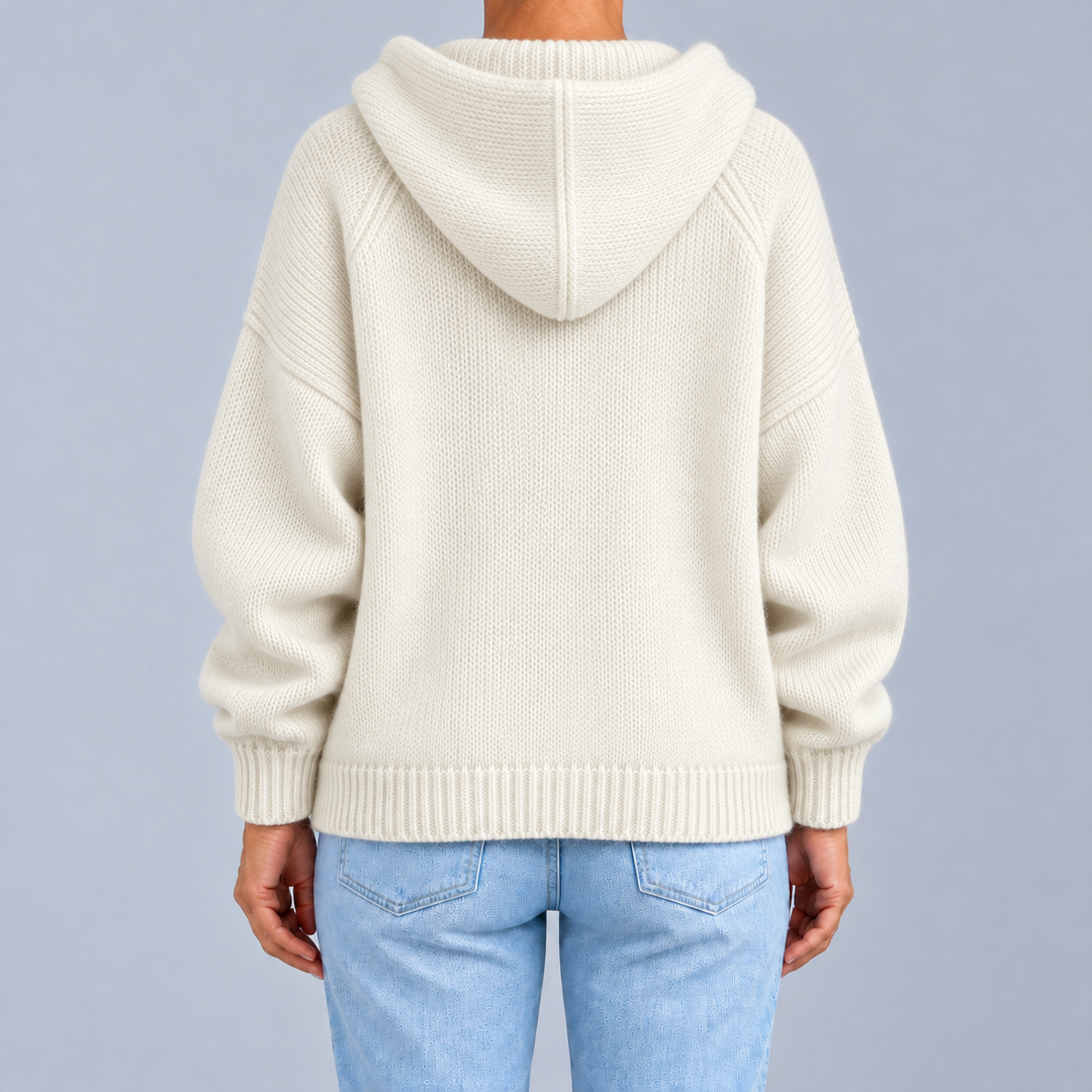 Zip-Up Hooded Knit Cardigan