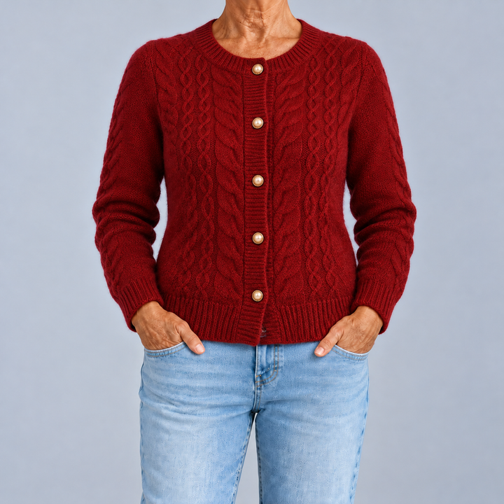 Cable Knit Cardigan with Pearl Buttons