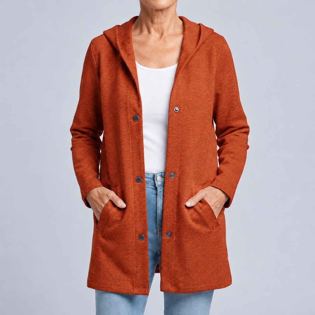 Hooded Knit Cardigan with Buttons