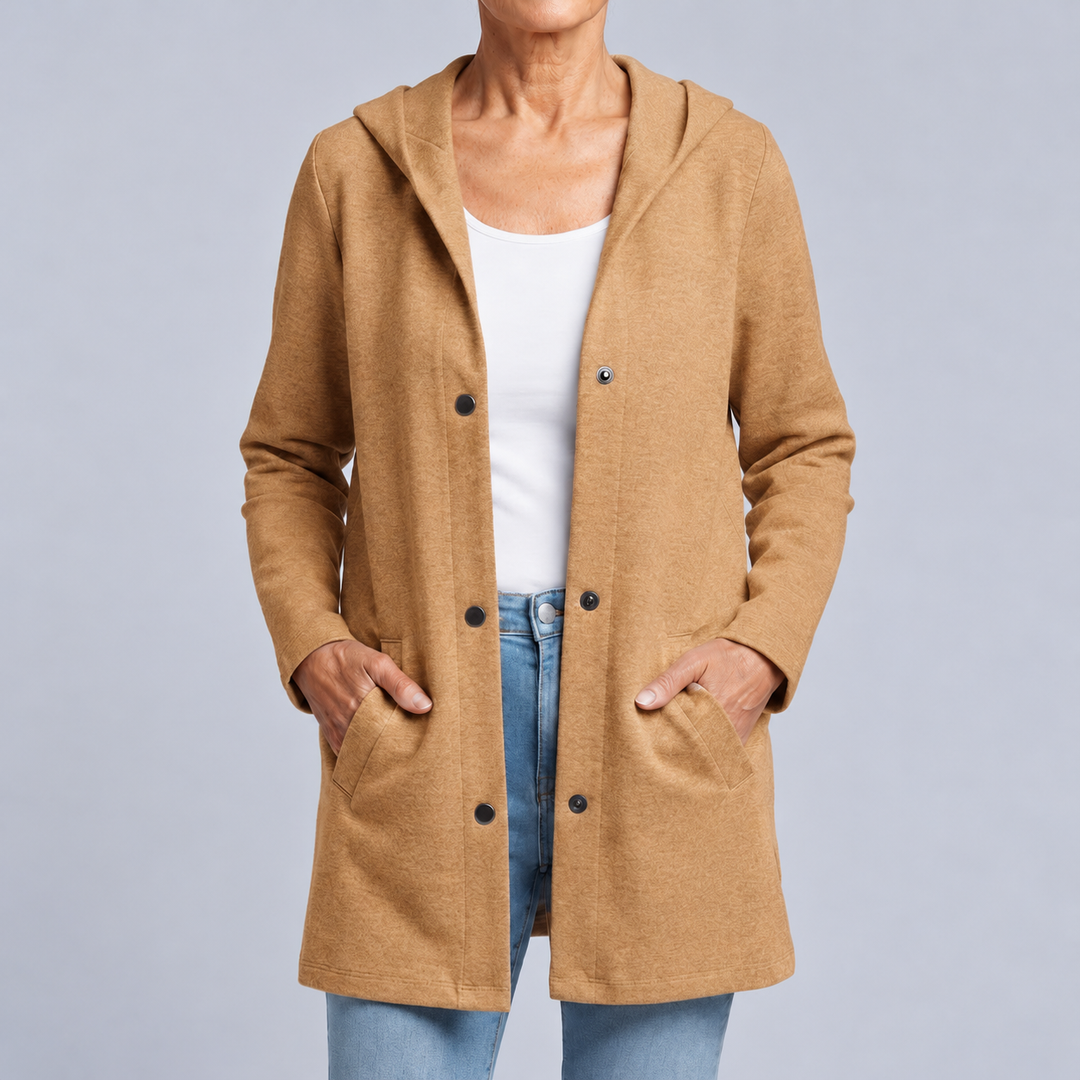 Hooded Knit Cardigan with Buttons
