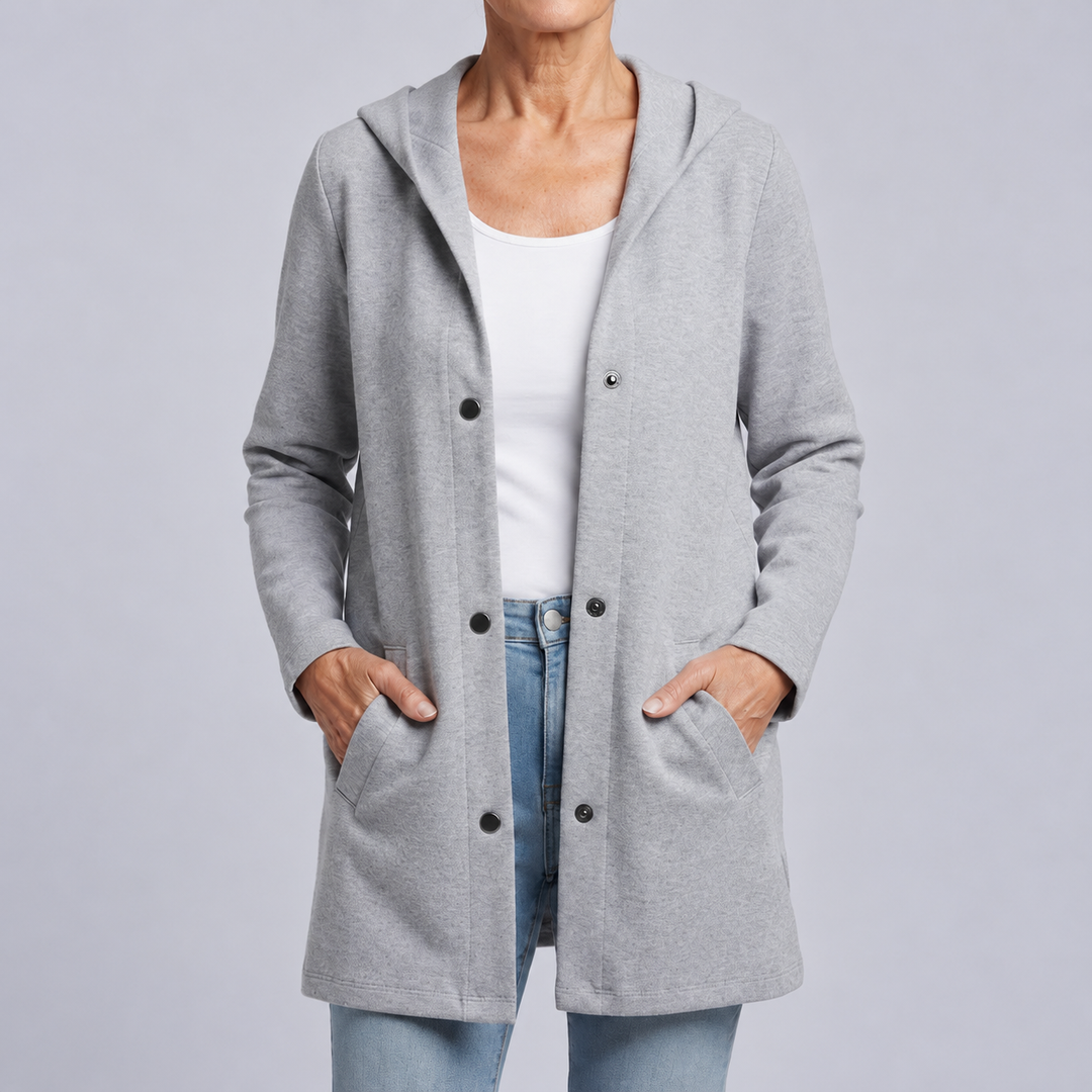 Hooded Knit Cardigan with Buttons