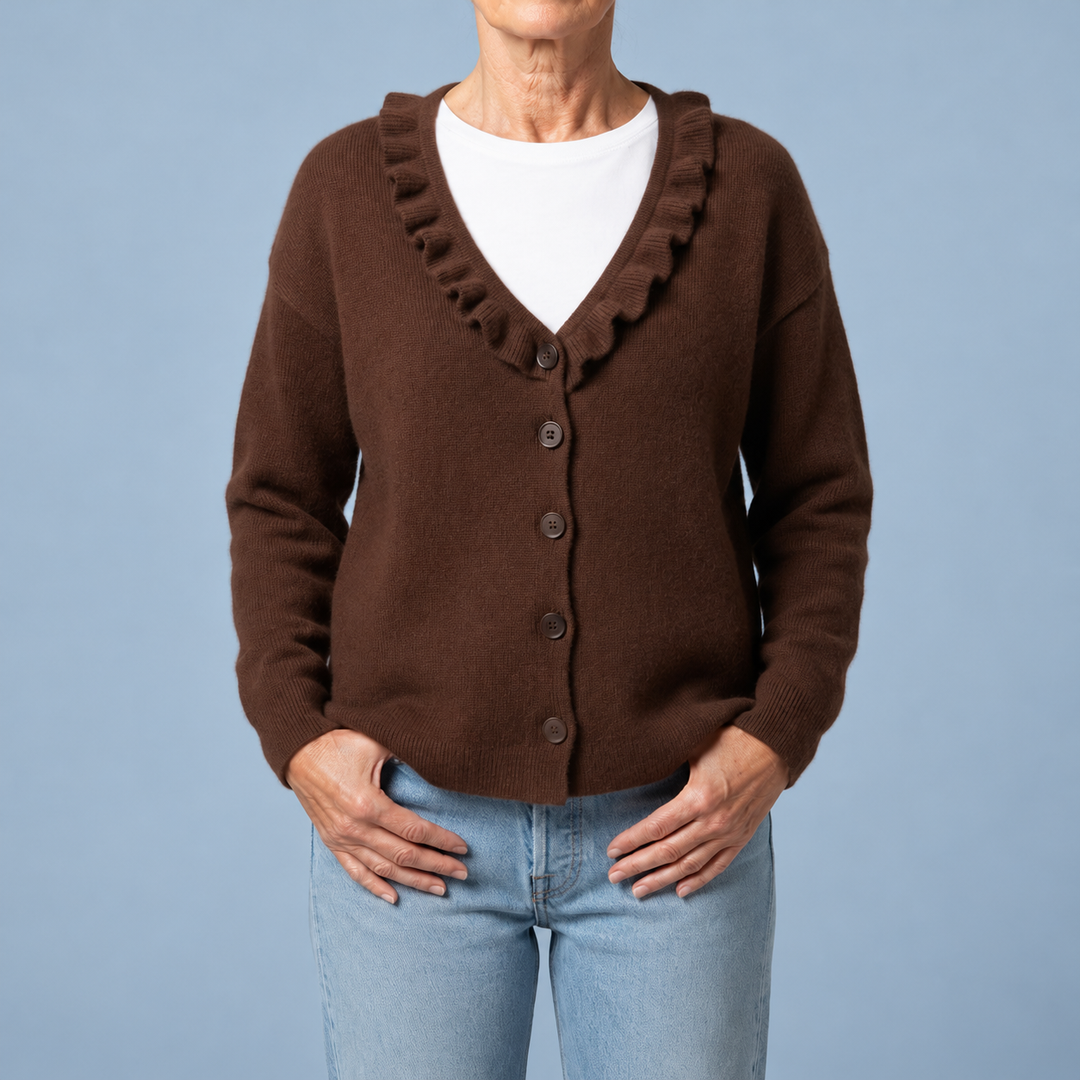 Knit Cardigan with Ruffle Collar