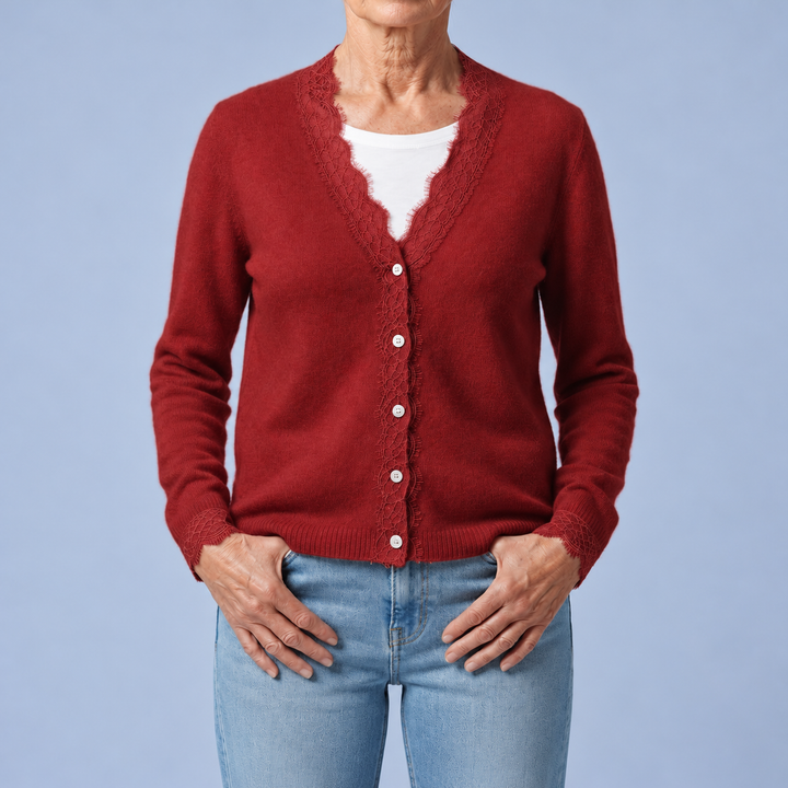 Soft Knit Cardigan with Lace Details