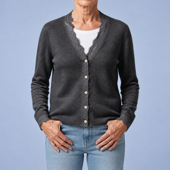 Soft Knit Cardigan with Lace Details