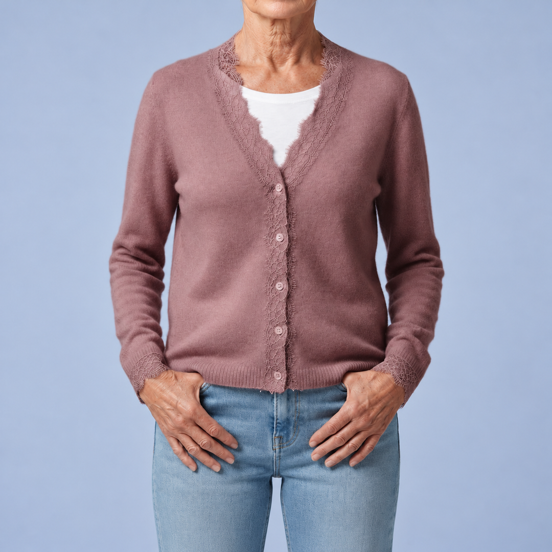 Soft Knit Cardigan with Lace Details