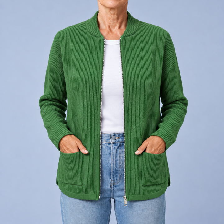 Zip-Up Cardigan with Pockets