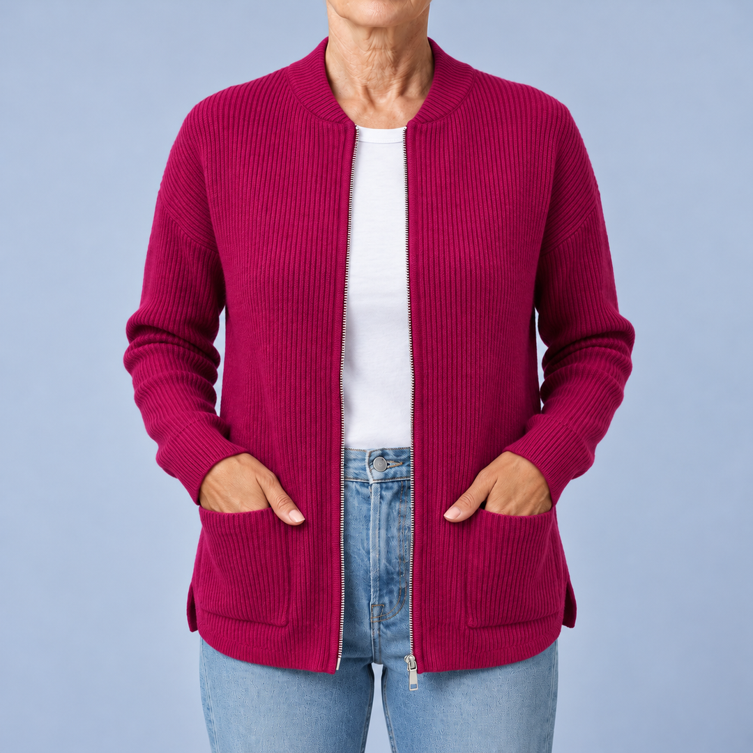 Zip-Up Cardigan with Pockets
